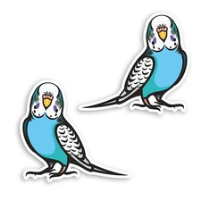 2 x Cute Blue Budgie Vinyl