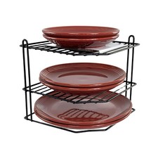 3 Tier Corner Plate Rack Black