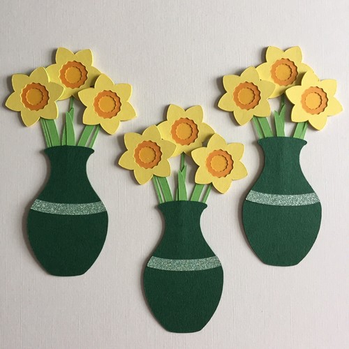 Daffodil vase cardmaking - 3x, vase'