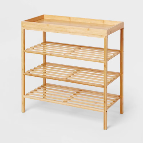 Tier bamboo shoe rack - bamboo,