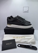 Mallet Hoxton Wing Leather Trainers Shoes - Black / White - Size UK 12 - NEW