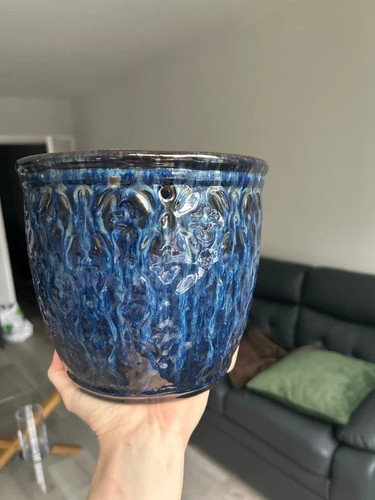Blue drip glaze ceramic - blue,