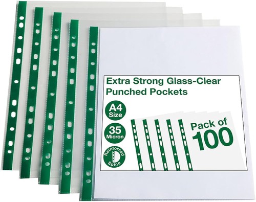 Punched pockets 100 pack - a4,