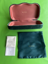 💚 GUCCI GREEN Velvet Sunglasses Case | Hard Clamshell & Dust Bag | Empty NEW