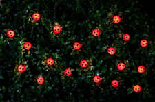20 RED LADYBIRD SOLAR FLOWER LIGHT STRING LED GARDEN PATIO FLOWERS SHRUB BORDER