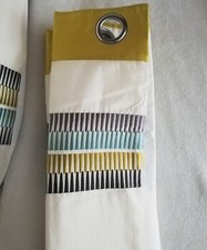 Dunelm lined curtains eyelet, embroidered detail, lime green top band 66 x 54in