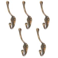 5x Narrow Hat & Coat Hook Cast Iron Antique Vintage Style W30mm x H140mm Brass