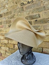 gold yellow straw fascinator millinery burlesque headband wedding hat 