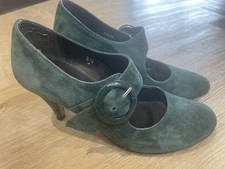 Green Suede Court Shoes with Buckle Size 5.5 M&S Marks and Spencer