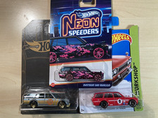 Hot wheels new cars x 3 rare '71 Datsun Bluebird 510 Wagons Neon Satin + chrome