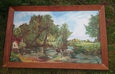 VINTAGE FRAMED 84 x 52cm IMPRESSIONIST PAINTING OF JOHN CONSTABLE -THE HAY WAIN