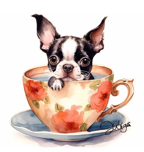 Watercolor brown boston - brown,