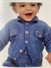Knitting Pattern 1424 0-5 Years Denim Jacket In Rowan Denim Yarn Toddlers Babies
