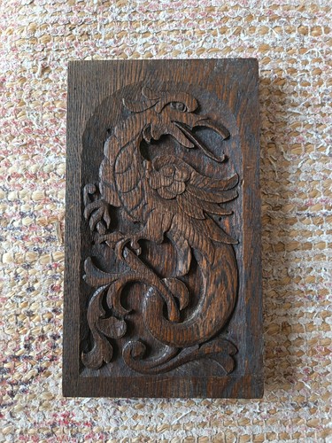 Antique carved oak mythical - carved,
