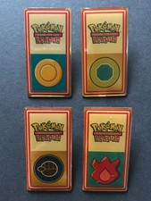4 X Pokemon Pin Badge Gym League Wizards 2000 Kanto Region Original Indigo