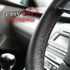 For VW Golf MK4 black real genuine perforated leather steering wheel cover grey