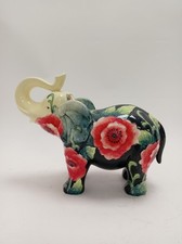 Old Tupton Ware Floral Elephant Figurine Hand Painted Ceramic Ornament