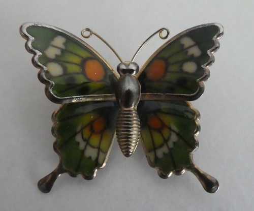 Vintage butterfly brooch - vintage, green