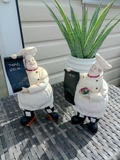2  iItalian Master Chef Figurines Holding MENU Board Great For Restaurant G/C.