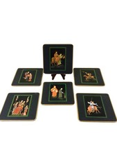 Vintage Win-el Ware Asian Design Coaster Set of 6 Square Gold Detailing Boxed