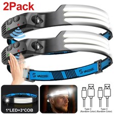 1/2X Waterproof 3COB Headlamp Night Buddy LED Motion Sensor Head Torch Bar Light