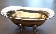 Vintage Solid Brass Claw Foot Bath Soap Dish / Change  / Trinket Décor Gift 