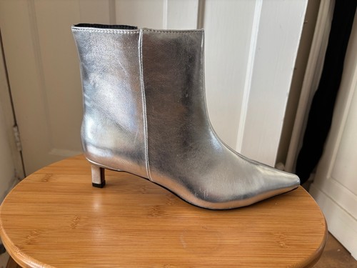 Silver kitten heel ankle