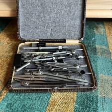 Antique Vintage Architects Drawing Instrument Set Draughtsman in Box see photos