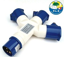 240V 16 Amp Mains 3 Way Electric Hook Up Splitter Y Connector Camping Caravan