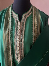 Green saree gold 10/25 Moroccan caftan  kaftan dress Jellaba takchita 2 piece 