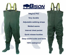 BISON HEAVY DUTY PVC / NYLON CHEST WADERS 700 gr/ms SIZES 7 8 9 10 11 0R 12