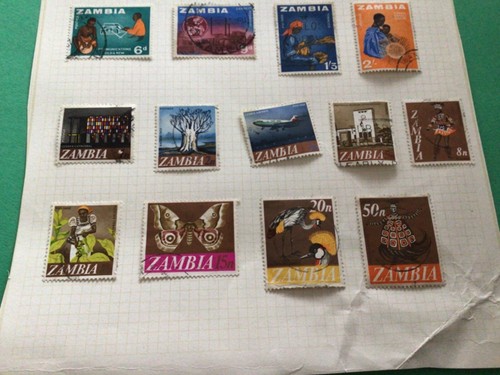 Zambia used page stamps - used,