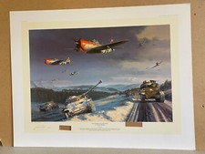 WW2 Military art PrintThunderbolts and Lightnings by Nicolas Trudgian damaged