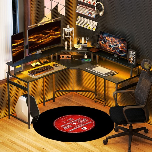 Shaped desk with power - l,