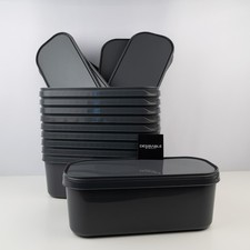 10x Grey 5L Ice Cream Tubs with Lids Used Plastic Containers 34cm x 15cm