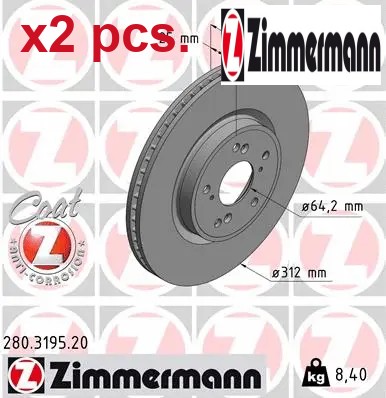 Pcs front brake disc set - x2,