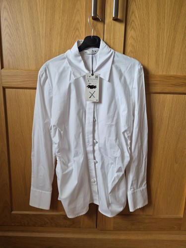 Zara white blouse big button - zara,