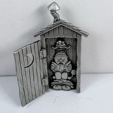 Vintage Pewter Brooch Outhouse