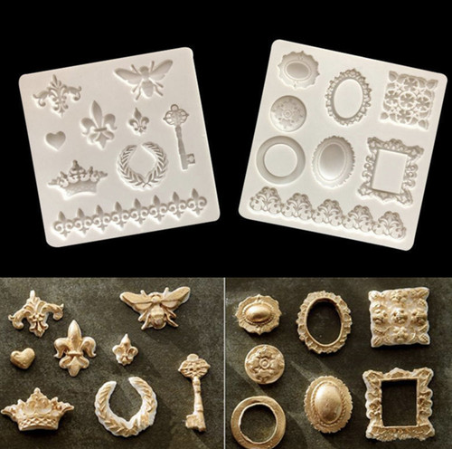 Silicone vintage frame fondant - silicone,