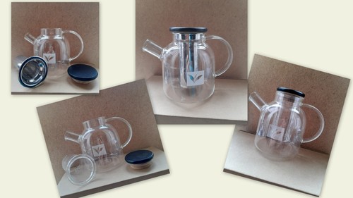 Glass teapot deep stainless