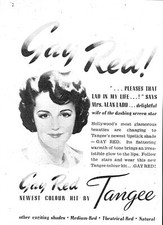 1948 Advert for TANGEE 'Gay Red' Lipstick Small Mrs ALAN LADD Cosmetics Print Ad