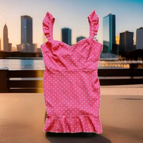 Open back pink - open, polka