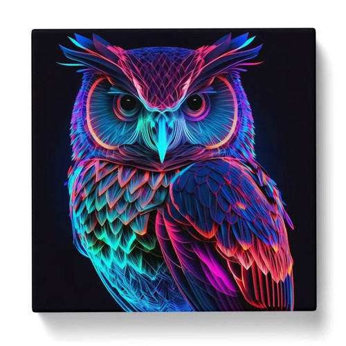 Colorful neon owl art - colorful,