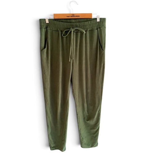 Ladies green velour joggers - green,