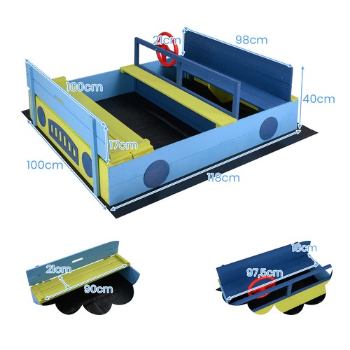 Playhouse sandpit with bench - playhouse,