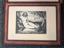 Original Signed P.E. Vibert Woodcut Print "Nu" Nude Figure, hormonie collection.