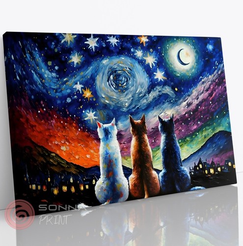 Starry night cats - cats, van