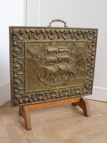 Vintage embossed brass sailing - embossed,