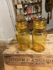 Vintage Pair Amber Glass