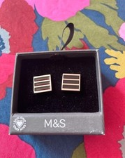 M&S cufflinks silver tone with